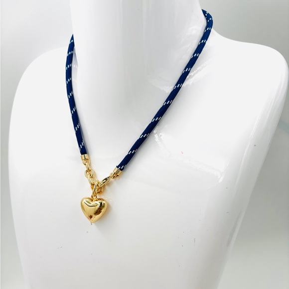 ROXANNE ASSOULIN The Happy Cord Charm Necklace Blue & Gold - Picture 2 of 7
